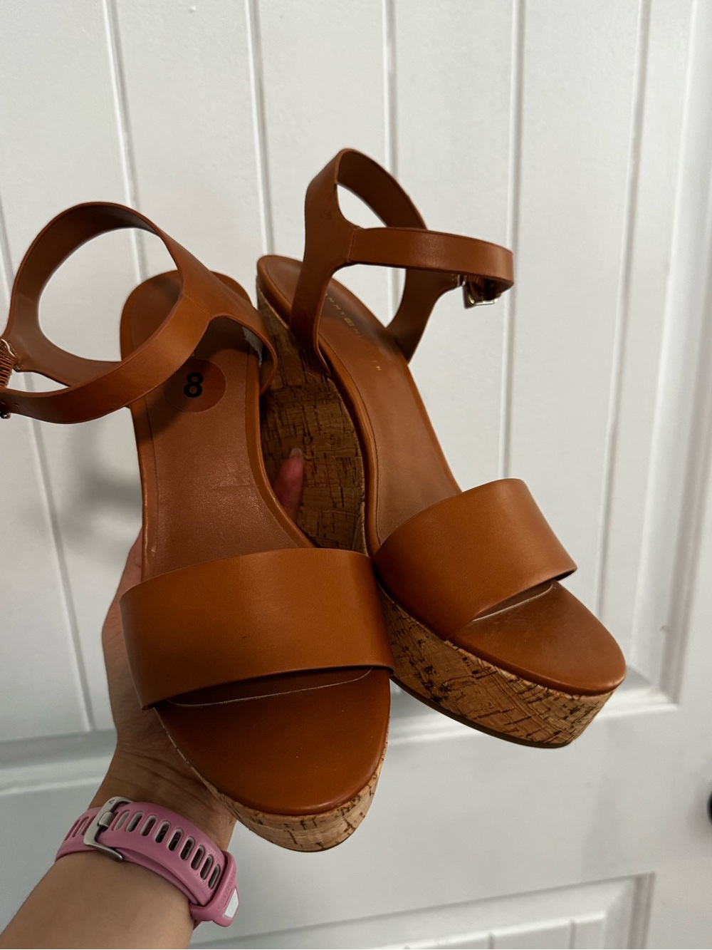 Tommy Hilfiger Tan Cork Wedge Sandals New / Never Worn